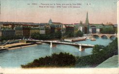 Paris CPA Panorama sur la Seine pris vers la Tour Eiffel