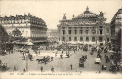 Paris CPA L'Opera le grand hotel et le cafe de la paix
