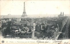 Paris CPA panorama taken of Etoile the Eiffel Tower