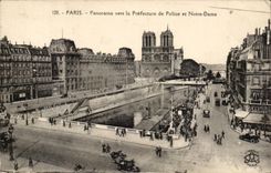 Paris CPA Panorama towards the police headquarter and Notre Dame