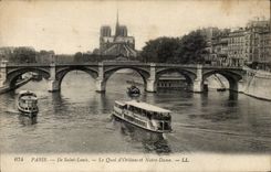 Paris CPA Ile St Louis Le quai d'Orleans et Notre DAme