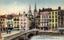 CPA Bayonne the bridge marengo and the cathedral