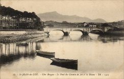 CPA St Jean de Luz Cote basque Le pont du chemin de fer et la Rhune