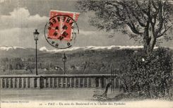 Pau CPA eine Ecke der Prachtstrasse und die Kette der Pyrenees