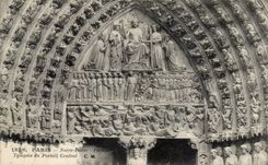 CPA Paris Notre Dame Facade Tympan du portail central