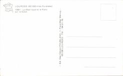 MODERN CARD Lourdes the basilica and the bridge on Gave