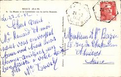 CPSM Meaux the museum and the cathedral seen of the Bossuet garden