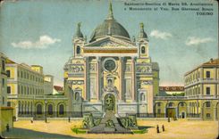 CPA Italie Italia Torino Santuario Basilica di Maria SS Ausiliatrice e Monumento a l VEn Don giovanni Bosco