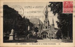 Lourdes CPA the basilica and the virgin couronnee