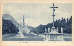 Lourdes CPA the basilica and the Breton martyrdom