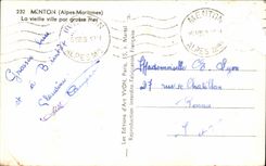 CPA Menton the cheap old woman by heavy sea