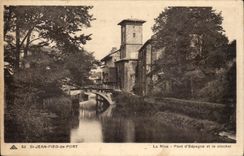 CPA Saint Jean Foot of port Nive Bridge of Spain and the bell-tower
