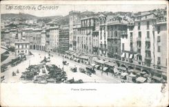 CPA Italien Italien ein saluti des Genua-Marktplatzes Caricamento