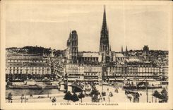 CPA Rouen the bridge boieldieu and the cathedral