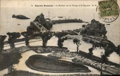 CPA Biarritz le rocher de la vierge et le square