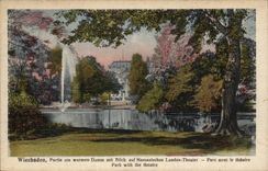 CPA Bad Ems Wiesbaden Partie amndt warmem DAmm put Blick auf Nassauisches Landes Theater