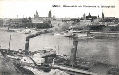 CPA Mainz rheinansicht put Salonbooten U Schleppschiff