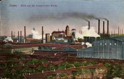 CPA Essen the Ruhr Blick auf die Krupp schon WErke