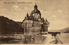 CPA Gruss vom Rhein Die Pfalz EIB Kaub