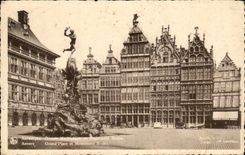 CPA Belgien Antwerpen grossartige Platze und Brabo Denkmal