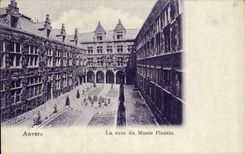 CPA Belgium Antwerp court of the Plantin museum (recto silver plates)