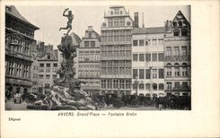 CPA Belgium Antwerp Grand places Fontaine Brabo