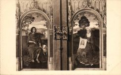 CPA Belgique L'adoration des mages Volet exterieur du triptyque St Jean Baptiste Ste VEronique Bruges