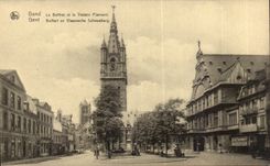 CPA Ghent the belfry and the Flemish theater
