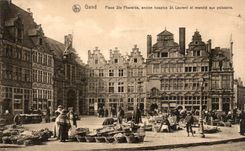 CPA Belgium Ghent Places co Pharaide old old people's home St Laurent and market at fish