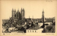 CPA Belgique Tournai Cathedrale et beffroi