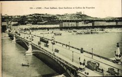 CPA Lyon Bridge Gallieni Gailleton Quay and hill of Fourviere
