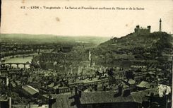 CPA Lyon View the Saone and Fourviere and confluence of the Rhone and the Saone