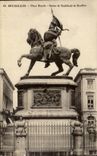 Belgie Belgium Brussels CPA Places royal Statue of Godefroid de Bouillon