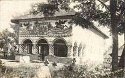 Real photo Military close to a Militaria church