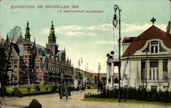 Belgie Belgium CPA Fair of Brussels 1910 German Restaurant