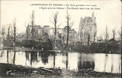 Langemarch in ruins CPA Church taken of the castle