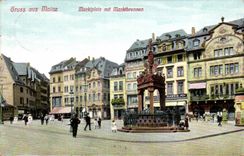 CPA Gruss with the mainz Marktplatz put Marktbrunnen