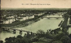 CPA Lyon Perpective of the bridges on the Rhone