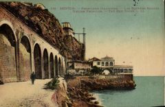 CPA Menton Italian Border red rocks