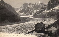 CPA Chamonix Mer de glace et gare du Montevers Train