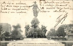 Paris CPA the triumph of the Republic Places Nation lions