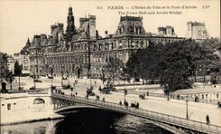 Paris CPA L'hotel de ville et le pont d'Arcole
