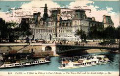 Paris CPA Pont d'Arcole et hotel de ville