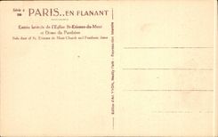 CPA Paris Entering side of the church St Etienne of the Mount and dome of the Pantheon