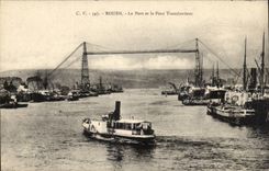 CPA Rouen the port and the transporter bridge