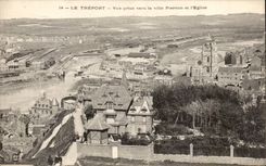 CPA Treport gesehen in Richtung von Pierron Stadt und der Kirche