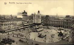 CPA Brussels Places Rogler and station of north