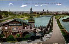 CPA Mainz von er Eisenbahnbrucke put Winterhafen