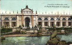CPA Brussels Fair of 1910 the principal frontage and Qaudrige
