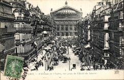 Paris - 9 - Avenue de l'Opera - vue prise de l'Hotel du Louvre - CPA 